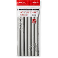 Donna Collection 10 Soft Twist Rollers, Gray, 6 Count