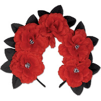 Day Of The Dead Red Floral Headband