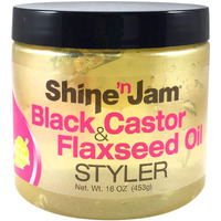 Ampro Shine N Jam Black Castor & Flaxseed Oil Styler Gel, 16 Ounce