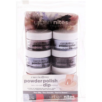 Pro Powder Polish Nail Colour Dip System - Urban Nites by Cuccio Colour for Women - 8 x 0.5 oz Peppermint Pastel Blue, Black Orange, Silver with Baby Pink Glitter, Purple with Red Glitter, Midnight Purple, Brown Sugar, Muted Grape, Dark Red Glitter