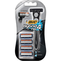 BIC Hybrid 4 Flex Disposable Razor, 1 Handle + 4 Cartridges