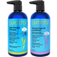 PURA D'OR Scalp Therapy Shampoo & Healing Conditioner Set(16 fl oz x 2) For Dry, Itchy Scalp - Hydrates & Nourishes Hair with Tea Tree,Argan Oil & Biotin, All Hair Types, Men Women(Packaging May Vary)