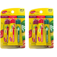 Carmex Daily Care Moisturizing Lip Balm Tubes with SPF, Fresh Cherry, Strawberry and Wintergreen Lip Balm Pack, 0.35 OZ - 3 Count (Pack of 2)