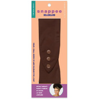 Womens Fashion Headband for Natural, Curly Hair | No-Slip, 3-Snap, Adjustable, Washable, Turban Headwrap (Brown)