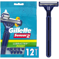 Gillette Sensor2 Pivoting Head + Lubrastrip Men's Disposable Razors, 12 Count