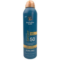 Australian Gold Extreme Sport Continuous Spray Sunscreen SPF 50 (Broad Spectrum/Sweat & Water Resistant/Non-Greasy/Oxybenzone Free/Cruelty Free), Sport - New, Coastal Breeze, 6 Oz