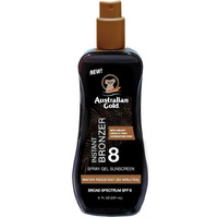 Australian Gold Spray Gel Sunscreen with Instant Bronzer SPF 8, 8 Ounce | Moisturize & Hydrate Skin | Broad Spectrum | Water Resistant | Non-Greasy | Oxybenzone Free | Cruelty Free