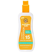 Australian Gold Spray Gel Sunscreen, Hydrate Skin, Broad Spectrum, Water Resistant, Non-Greasy, Oxybenzone Free, Cruelty Free, SPF 15, Moisturize-Max New Coconut, 8 Fl Oz (A70889)