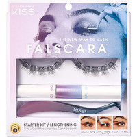 KISS Falscara DIY Lash Extension Starter Kit 10 Reusable Featherlight Eyelash Lengthening Wisps, Applicator, Bond & Seal