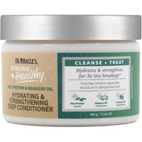 Dr. Miracle's Strong & Healthy Hydrating & Strengthening Deep Conditioner. Contains Coconut Oil to provide intense moisture and repair damaged hair.