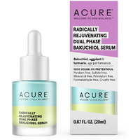 Acure Radically Rejuvenating Dual Phase Bakuchiol Serum - Anti-Aging & Soothing Skin Support - All Natural Made with Eggplant, Turmeric & Bakuchiol - Vegan Skin Care, Hydrates & Defends - 0.67 oz