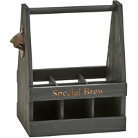 Black Wood 6 Bottle Caddy/Opener 11.25 X 9