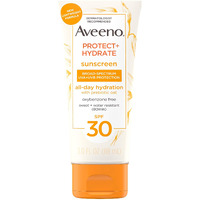 Aveeno Protect + Hydrate Moisturizing Body Sunscreen Lotion With Broad Spectrum Spf 30 & Prebiotic Oat, Weightless & Refreshing Feel, Paraben-free, Oil-free, Oxybenzone-free, 3.0 ounces