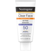 Neutrogena Clear Face Liquid Lotion Sunscreen for Acne-Prone Skin, Broad Spectrum SPF 50 UVA/UVB Protection, Oil-, Fragrance- & Oxybenzone-Free Facial Sunscreen, Non-Comedogenic, 3 fl. oz
