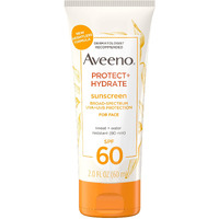 Aveeno Protect + Hydrate Moisturizing Face Sunscreen Lotion With Broad Spectrum Spf 60 & Prebiotic Oat, Weightless & Refreshing Feel, Paraben-free, Oil-free, Oxybenzone-free, 2.0 ounces