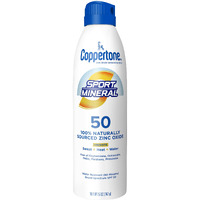 Coppertone SPORT Sunscreen Spray SPF 50, Zinc Oxide Mineral Sunscreen, Water Resistant Spray Sunscreen SPF 50, 5 Oz Spray