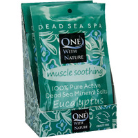 100% Pure Dead Sea Mineral Bath Salt Eucalyptus 6 Pack 2.5 oz Single Use Packets with Magnesium, Sulfur and 21 Essential Minerals. All Skin Types, Problem Skin. Natural, Therapeutic.