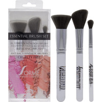 Professional Brush Set - Essential by Sorme Cosmetics for Women - 3 Pc Buffer Foundation Brush, Angled Contour and Blush Brush, Blending Brush