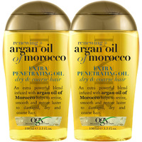 OGX Set of 2 Extra Strength Renewing + Argan Oil of Morocco Penetrating Hair Oil Treatment, Deep Moisturizing Serum for Dry, Damaged & Coarse Hair, Paraben-Free, Sulfated-Surfactants Free, 3.3 Fl Oz