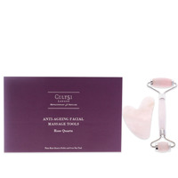 Anti-Ageing Facial Massage Tools by Cult51 for Unisex - 2 Pc Pure Rose Quartz Roller, Gua Sha Tool
