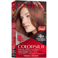 Revlon Colorsilk Beautiful Color Permanent Hair Color, Long-Lasting High-Definition Color, Shine & Silky Softness with 100% Gray Coverage, Ammonia Free, 055 Light Reddish Brown, 1 Pack