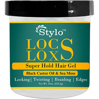 J.Amila Stylo Locs Super Hold Hair Gel with Black Castor Oil & Sea Moss Locking, Twisting, Brading (16 oz)