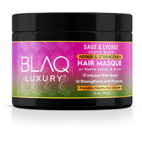 Blaq Luxury Sage & Lychee Repair and Strength Hair Masque - Treatment for Stronger, Healthier Hair - Infused with Biotin - Promotes Hair Repair, Growth, and Moisture Retention - All Hair Types - 10oz