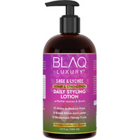 Blaq Luxury Sage & Lychee Daily Styling Lotion - Formula for Easy Styling and Frizz Control - Infused with Biotin and Natural Botanicals - Promotes Hair Repair, Growth, and Manageability - 12oz