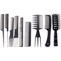 Professional Plastic Comb and Brush Set by Marianna for Unisex - 9 Pc Beauty Comb, Tail Comb, Hip Comb, Pro Tangle Hair Styler With 1 Metal Wires, Volume-II Fluff Comb, Tangle Comb, Pro Tangle Hair Styler With 5 Metal Wires, Teaser Hair Styler With 5 Plastic Wires, Vent Brush - Large