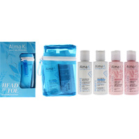 Head to Toe Essentials Travel Kit by Alma K for Women - 4 Pc 3.38oz Moisturizing Body Lotion, 3.38oz Silky Smooth Shower Cream, 3.38oz Shine and Glow Shampoo, 3.38oz Shine and Glow Conditioner