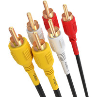 Cmple - 3-Male RCA to 3-Male RCA Composite Video Audio A/V AV Cable Gold Plated - 12 Feet