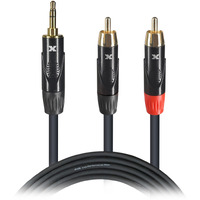 ProX XC-CMR15 15 Ft High Performance 3.5mm 1/8 Mini TRS to Dual RCA-M Unbalanced Y-Cable