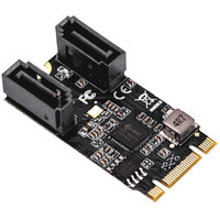 1-Lane M.2 PCI-Express 3.0 (B + M) Key Interface Adapter, Up to 2x SATA6G HDD/SSD, Support Port Multiplier, Support Hot Plug on SATA Port, JMicron JMB582 Chipset