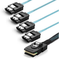 Cmple - Internal Mini SAS to SATA Cable, SFF-8087 Host to 4X SATA Target Cable Compatible with Raid Controller Hard Drive - 3.3 Feet / 1m
