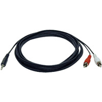 Tripp Lite 3.5mm Mini Stereo to Two RCA Audio Y Splitter Adapter Cable (3.5mm M to 2x RCA M), 6-ft.(P314-006)