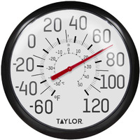 Taylor Precision Products Big and Bold Wall Thermometer, 13.25 inch, Black