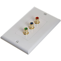 Cmple - 3RCA Wall Plate - Gold Plated RCA 3 RGB Component Video 1080P Full HD Compatible Port/AV Composite Video + 2RCA Stereo Audio Combo Port Insert Jack - White
