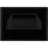DataComm 45-0003-BK Three-Gang Low-Voltage Cable Wall Plate For Multiple Cables - Black