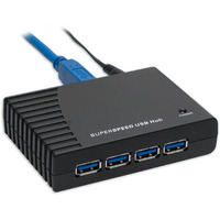 USB 3.0 4-Port External Hub, Black Color, UL Adapter, with Cable