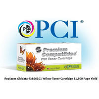 PCI Brand Okidata 43866101-PCI New Compatible Replacement For Okidata 43866101 Yellow Toner Cartridge 11500 Page Yield