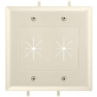 Cmple - Two-Gang Wall Plate, 2 Gang Low-Voltage Cable Plate with Flexible Opening Pass-Through Insert Wall Plate Holds up to 12 cables - Lite Almond