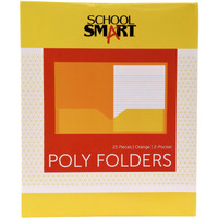 School Smart Heavyweight Two-Pocket Poly Folder, Orange, Pack of 25