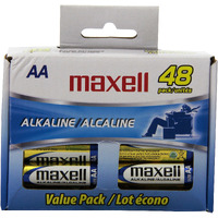 Maxell AA Alkaline Battery, Long Lasting, High Compatibility, Gold, 48 Count