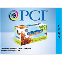 PCI Brand Okidata 43866103-PCI New Compatible Replacement For Okidata 43866103 Cyan Toner Cartridge 11500 Page Yield