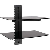 MegaMounts Tempered Glass Double Shelf Single Stud Wall Mount(D0102H5SNDV.)