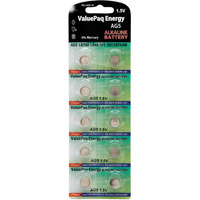 Dantona VAL-AG5-10 ValuePaq Energy AG5 Alkaline Coin Cell Batteries, 10 Pack