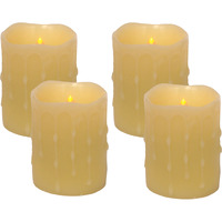 LED Wax Dripping Pillar Candle (Set of 4)