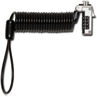Slim Portable Combination Lock for Standard Slot, 6 ft Carbon Steel Cable, Black/Silver
