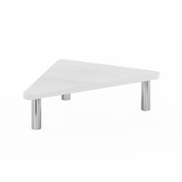 Furinno Turn-N-Tube Corner Monitor Riser Stand, White Oak, Stainless Steel Tubes