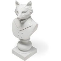 White Resin Suited Fox Bust Decor Piece